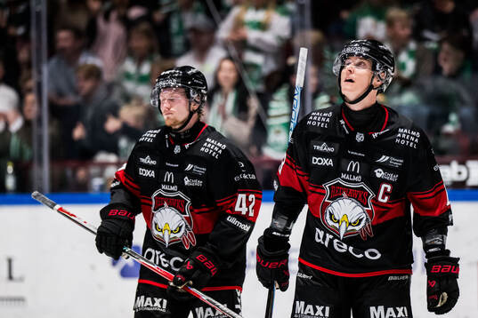 Malmö Redhawks Robin Salo och Fredrik Händemark deppar