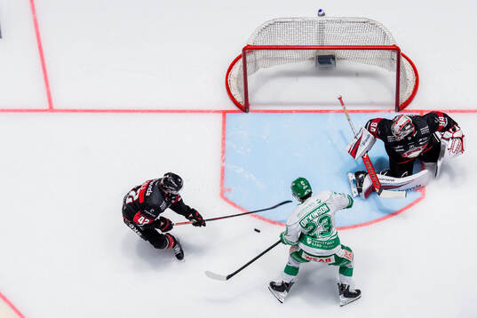 Rögles Josh Dickinson oroar mot Malmö Redhawks Robin Salo