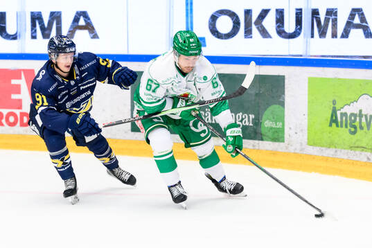 HV71s Aleksi Heponiemi och Rögles Leon Bristedt
