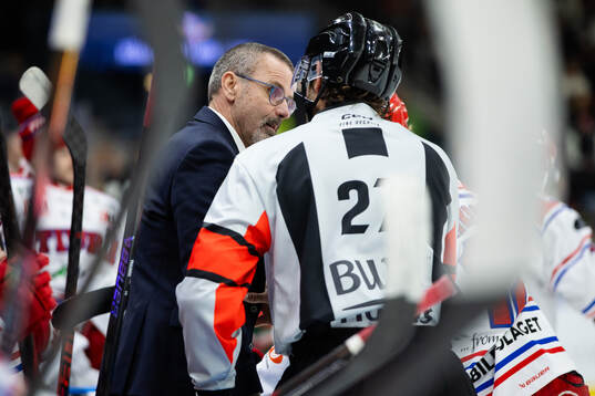 Timrås tränare Tommy Samuelsson och domare Mikael