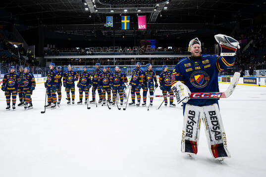 Djurgårdens målvakt Magnus Hellberg jublar
