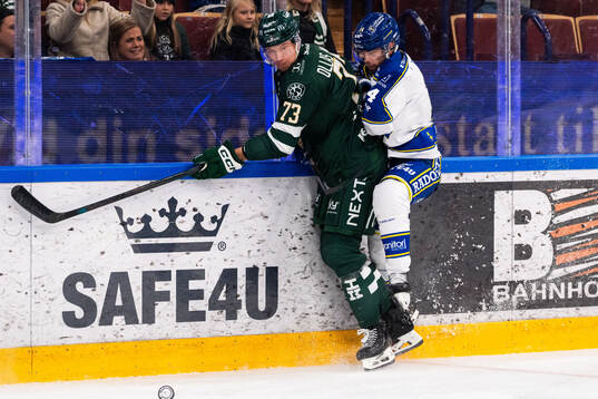 Färjestads Adam Ollas Mattsson och Leksands Oskar Lang