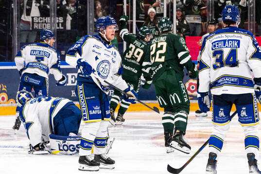 Leksands Kalle Östman deppar 0-3 av Färjestads Luke Philp