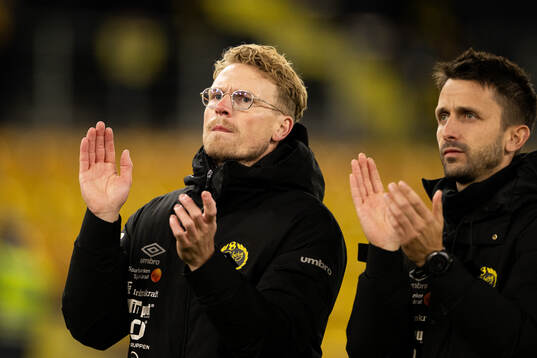 Elfsborgs tränare Oscar Hiljemark jublar