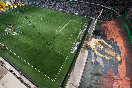 Hammarbys supportar med ett tifo