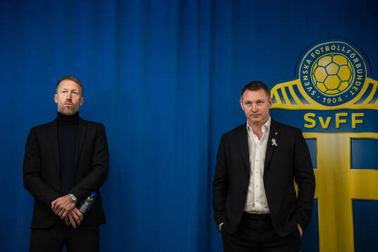 Graham Potter and Kim Källström, head of football at the