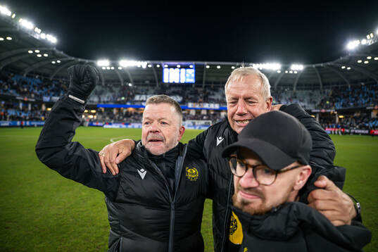 Mjällbys tränare Anders Torstensson och sportchef Hasse