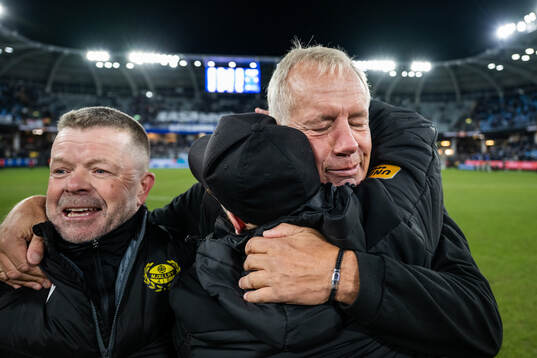Mjällbys tränare Anders Torstensson och sportchef Hasse