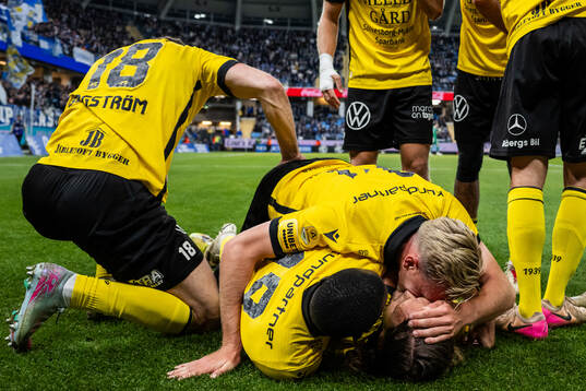 Mjällbys Jacob Bergström, Abdoulie Manneh och Herman