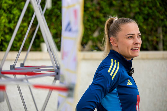 Fridolina Rolfö is interviewed by the media