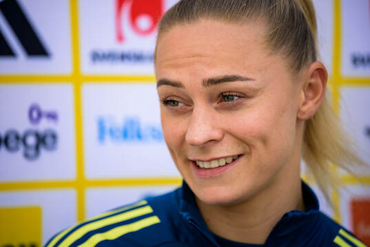 Fridolina Rolfö is interviewed by the media