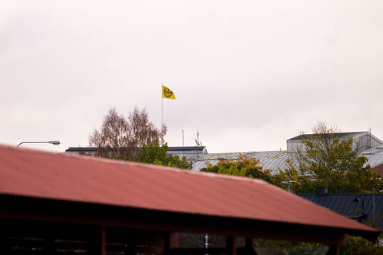 Mjällbys flagga hissad från kommunhuset