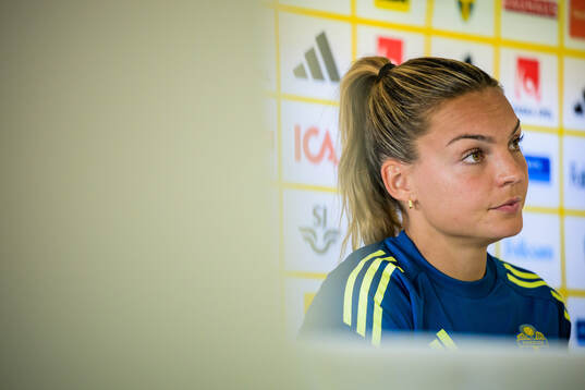 Johanna Rytting Kaneryd is interviewed by the media at a