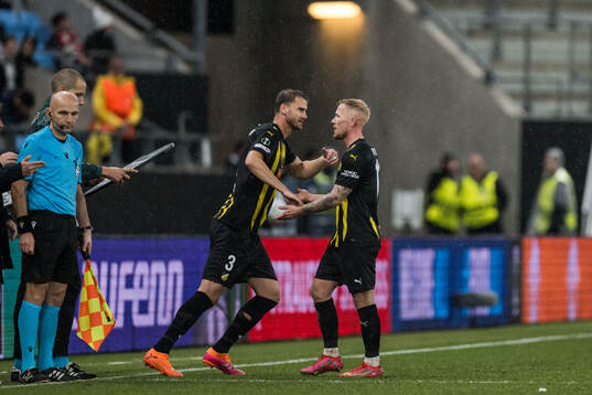 Johan Hammar and Mikkel Rygaard Jensen of Häcken