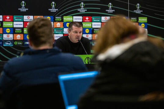 of Häcken coach Jens Gustafsson at the press conference