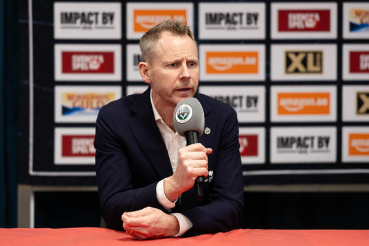 Frölundas tränare Robert Ohlsson på presskonferensen