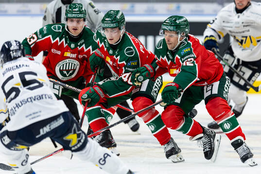 Frölundas Linus Högberg, Jacob Peterson och Max Friberg