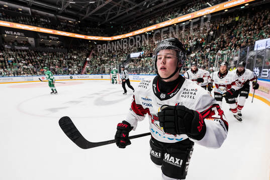 Malmö Redhawks Petter Vesterheim jublar 2-2