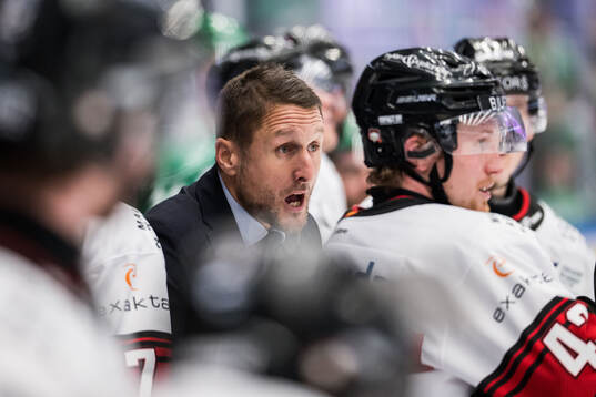 Malmö Redhawks tränare Tomas Kollar reagerar