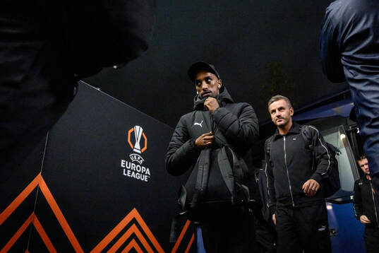 Taha Ali of Malmö FF arrives at the stadium