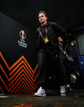 Johan Karlsson of Malmö FF arrives at the stadium