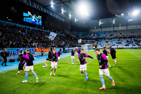 Hugo Bolin, Gabriel Busanello and Colin Rösler of Malmö FF