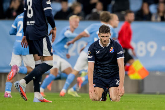 Mateo Lisica of Dinamo Zagreb looks dejected