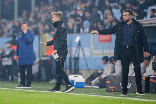 Anders Christiansen and Head coach Anes Mravac of Malmö FF