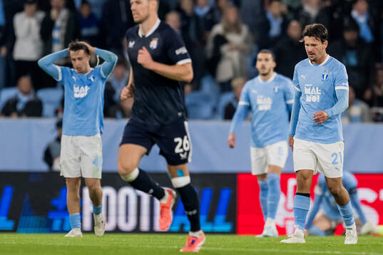 Stefano Vecchia of Malmö FF looks dejected