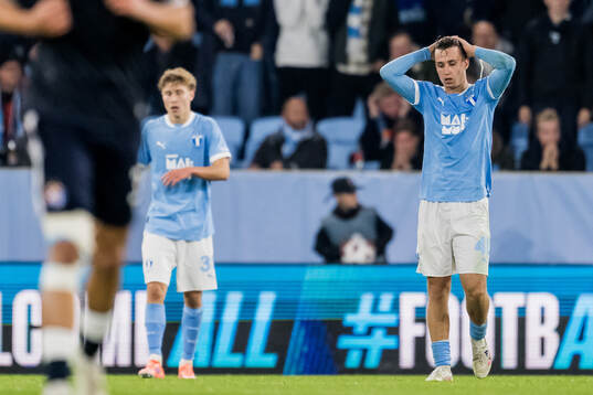 Kenan Busuladzic of Malmö FF looks dejected