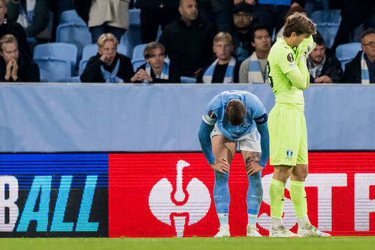 Goalkeeper Melker Ellborg of Malmö FF looks dejected