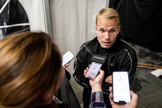 Oscar Lewicki of Malmö FF is being interviewed