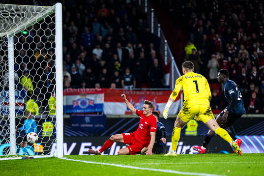 Emil Kornvig of Brann scores the 1-0 goal