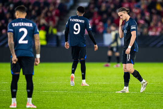 Thelo Aasgaard of Rangers looks dejected