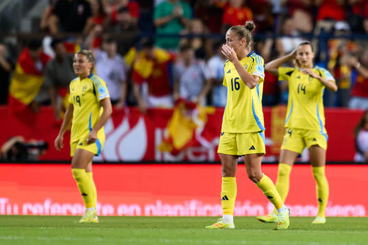 Filippa Angeldahl of Sweden looks dejected