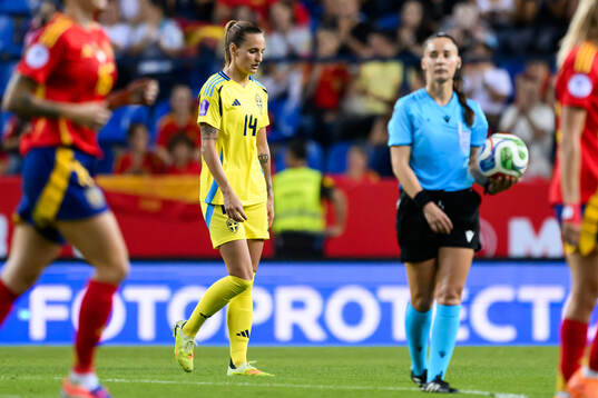 Nathalie Björn of Sweden looks dejected