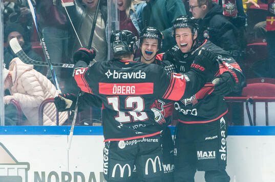 Malmö Redhawks Isac Nilsson jublar