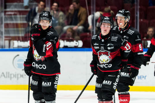 Malmö Redhawks Joseph Berger, Petter Vesterheim och Kalle
