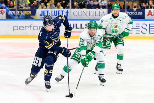 HV71s Hugo Pettersson och Rögles Karson Kuhlman