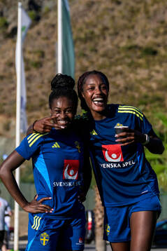 Monica Jusu Bah and Evelyn Ijeh of the Swedish women's