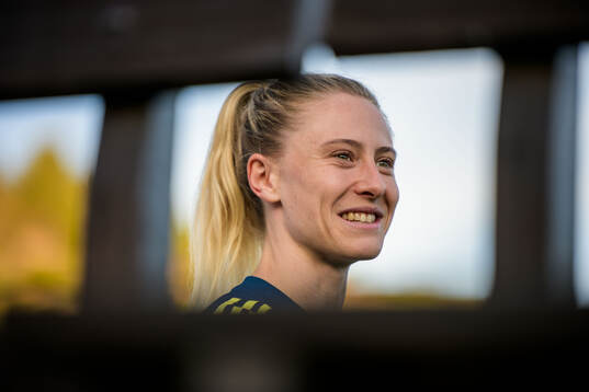 Rebecka Blomqvist is being interviewed by the media of the