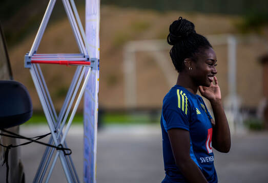 Monica Jusu Bah is being interviewed by the media of the