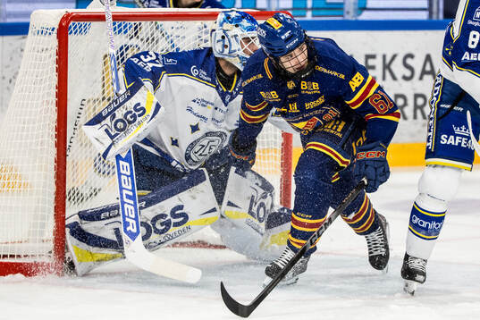 Leksands målvakt Jakob Hellsten och Djurgårdens Viggo