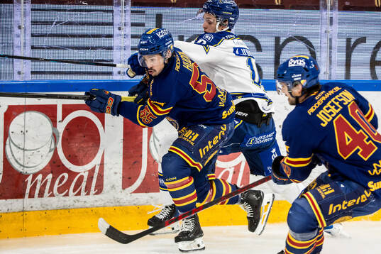 Djurgårdens Charles Hudon och Leksands Anton Johansson
