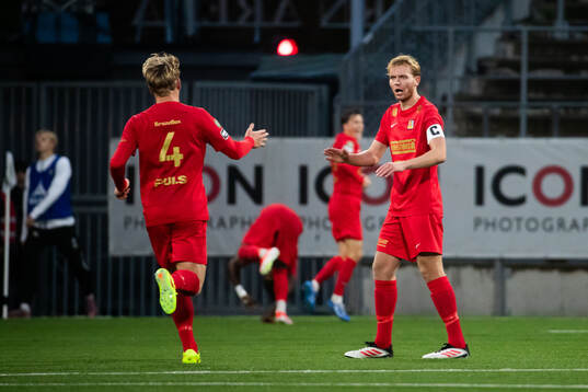 Landskronas Gustaf Bruzelius och Melker Jonsson jublar
