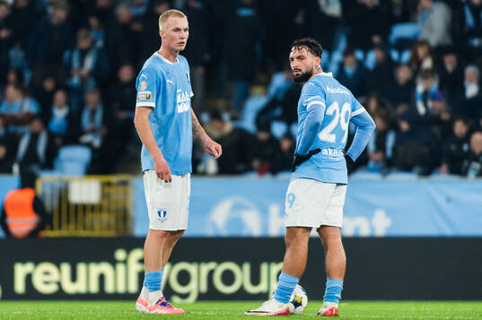 Malmö FFs Daniel Gudjohnsen och Sead Haksabanovic deppar