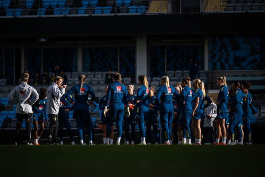 Head coach Tony Gustavsson and players of the Swedish