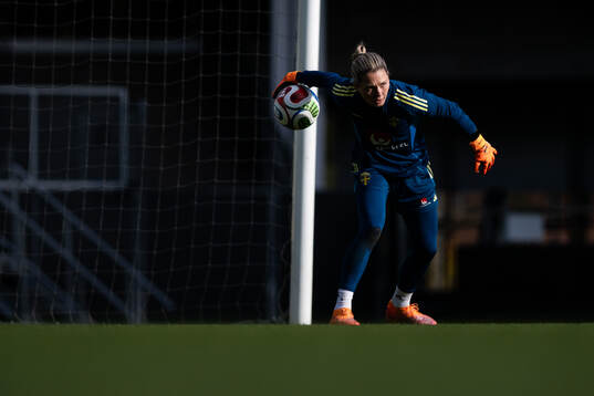 Goalkeeper Jennifer Falk of the Swedish women's national