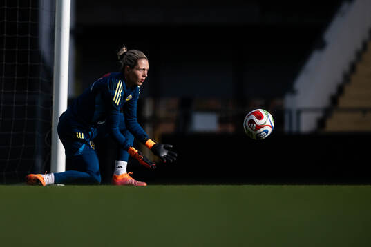 Goalkeeper Jennifer Falk of the Swedish women's national