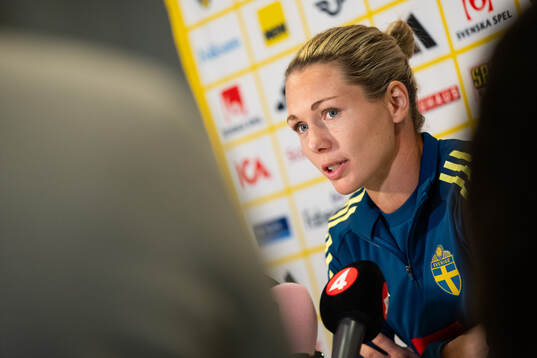 Goalkeeper Jennifer Falk of the Swedish women's national